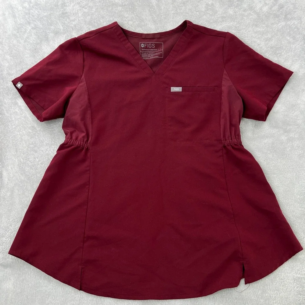 FIGS Maternity Scrub Set L/XL Burgundy Women Medical Jogger Uniform Set - Picture 3 of 16